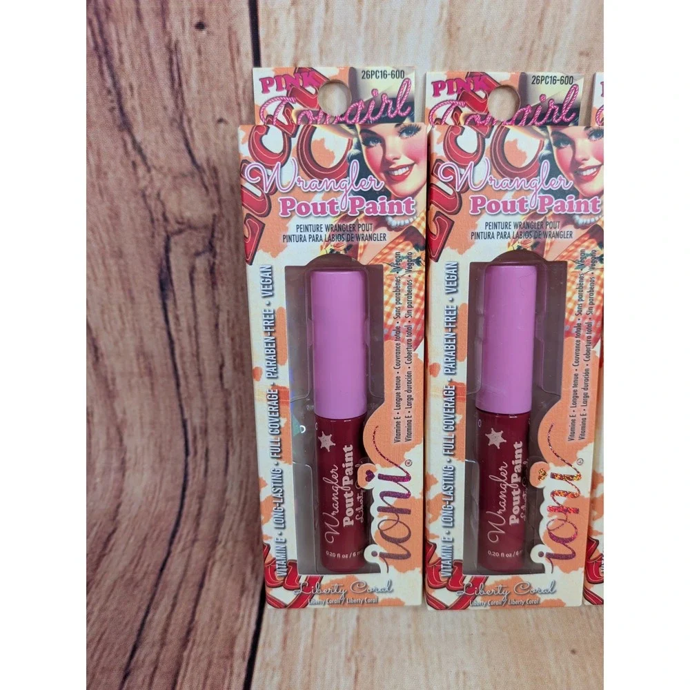 3 PK Ioni Pink Cowgirl Wrangler Pout Paint Liberty Coral Matte Liquid Lipstick